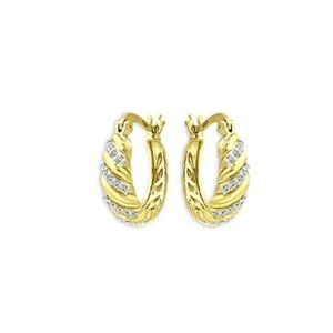 Marc & Marcella Diamond Twist Hoop Earrings 18K Gold Plated Sterling Silver New